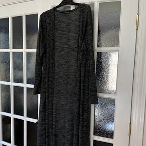 Long, dark grey duster sweater